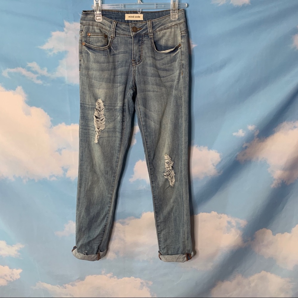 MindCode- Cropped Distressed Cuffed Jeans size 0